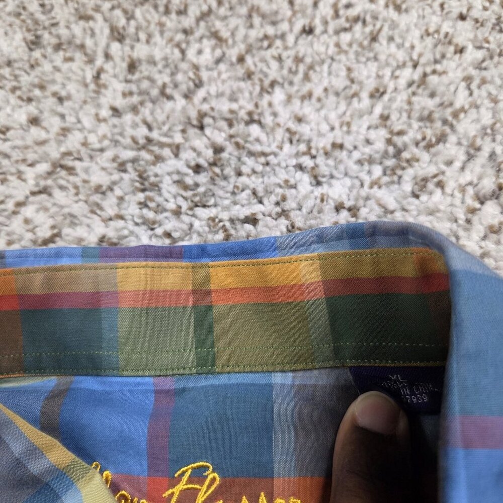 Alan Flusser Shirt Mens XL Plaid Long Sleeve Button Up Colorful Preppy - Picture 2 of 7